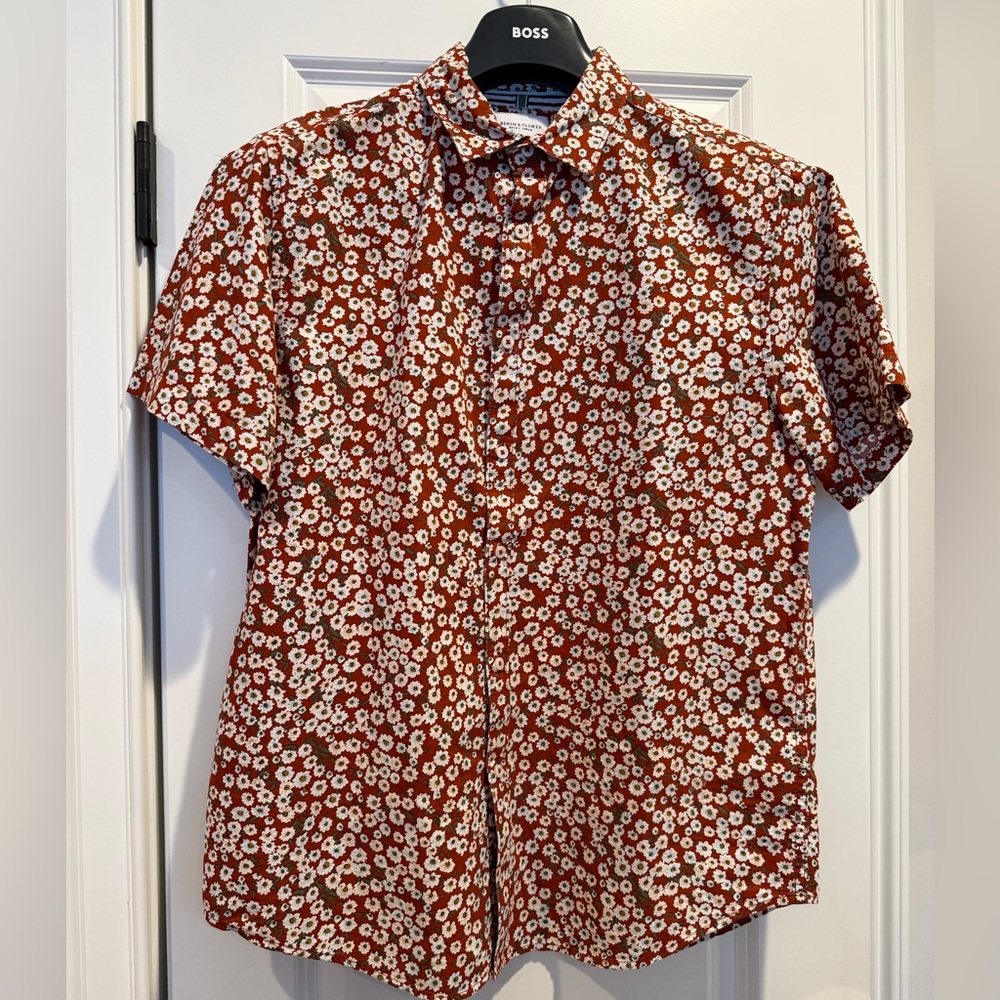 Denim & Flower Men's Brown Floral Button-Down Shirt